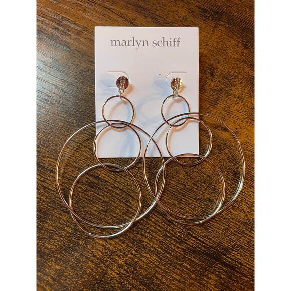 Marlyn Schiff Circle Drop Silver Earrings NWT - Picture 1 of 5